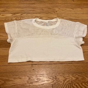 American Apparel Cropped Mesh T shirt white